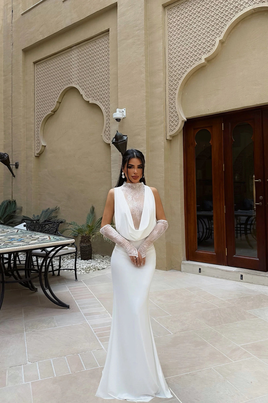 Rochie Lungă Albă Palisades Din Dantelă LX-4721